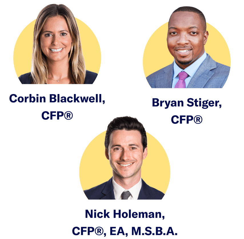 Financial planners, Corbin Blackwell, Bryan Stiger, and Nick Holeman.