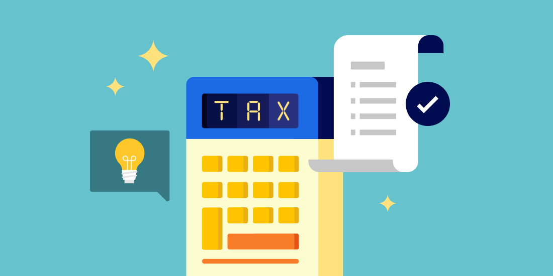 illustration of calculator spelling the word
